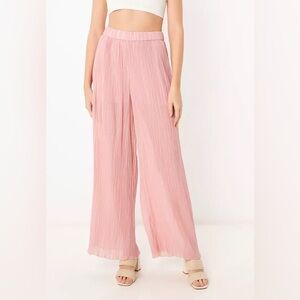 Zara‎ Plissé Pleated Palazzo Flowy Wide Leg Pants - Size M - Pink - NWT